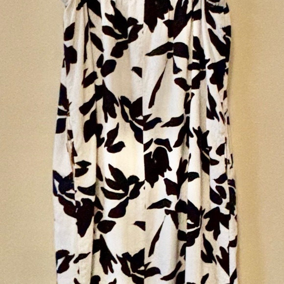 A New Day| Black & Ivory Linen Blend Midi Loose-Fit Floral Sundress Sz S - Picture 6 of 8